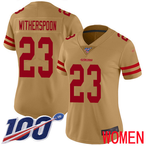 San Francisco 49ers Limited Gold Women Ahkello Witherspoon NFL Jersey #23 100th->san francisco 49ers->NFL Jersey